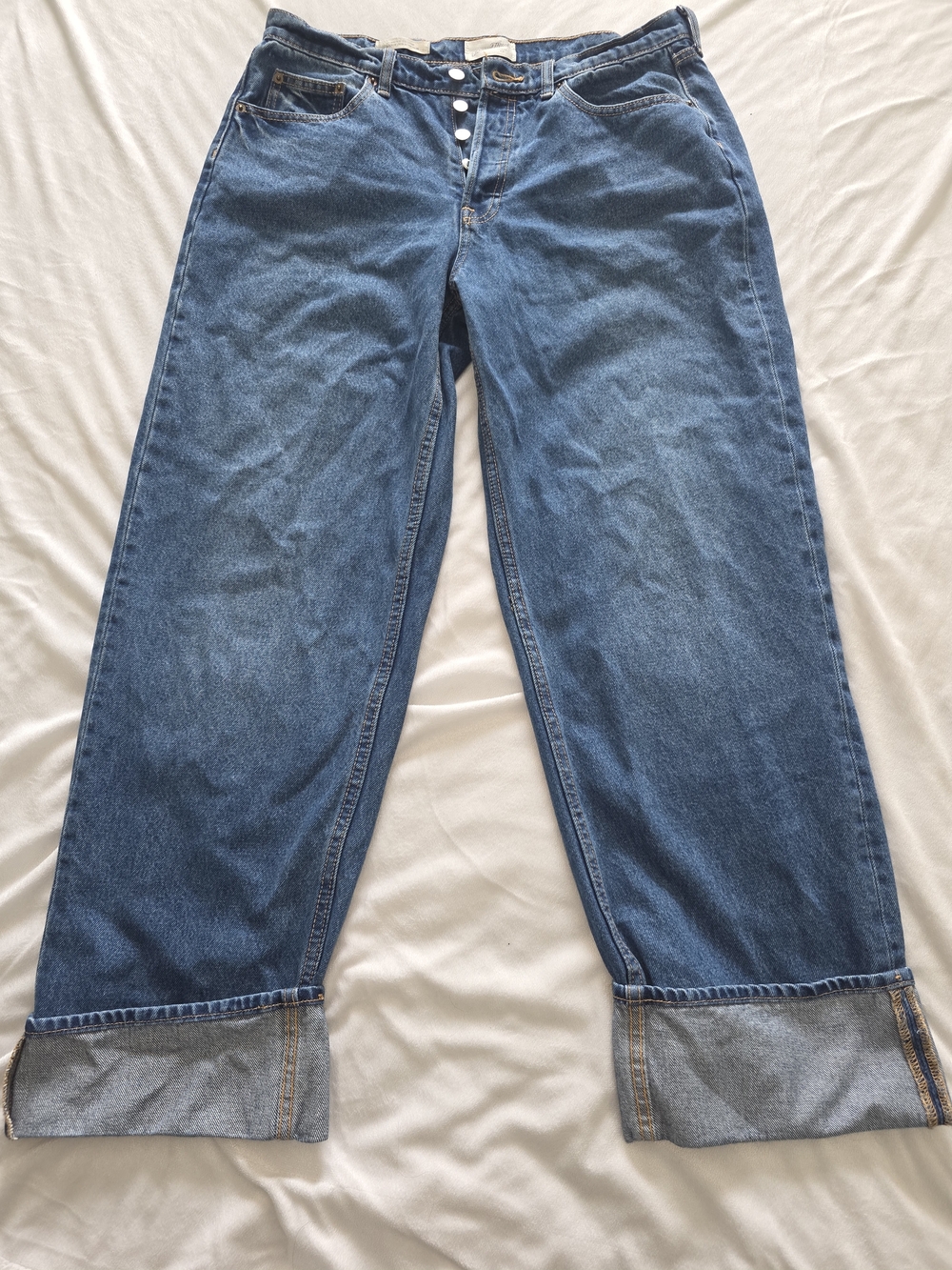 Universal Thread Mid Rise 90s Baggy Button-Fly Cuffed Jeans. Sz 10R, No Stretch - Picture 2 of 5